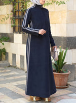 Dual Striped Corduroy Maxi Dress