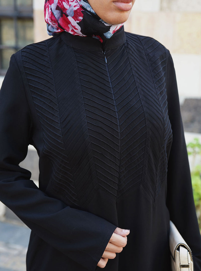 Chevron Pintucked Maxi Dress