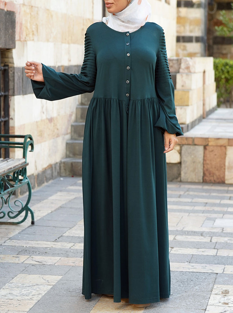 Pleated Sleeves Abaya