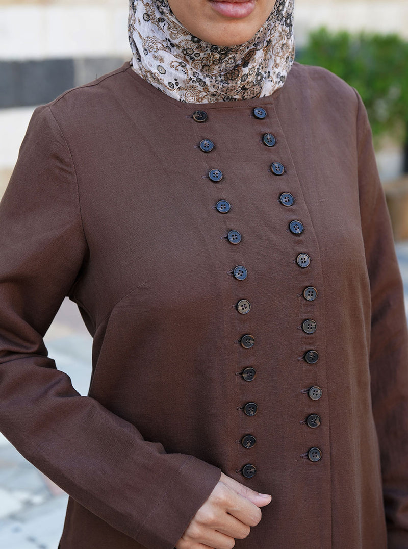 Double Buttoned Open Maxi Dress