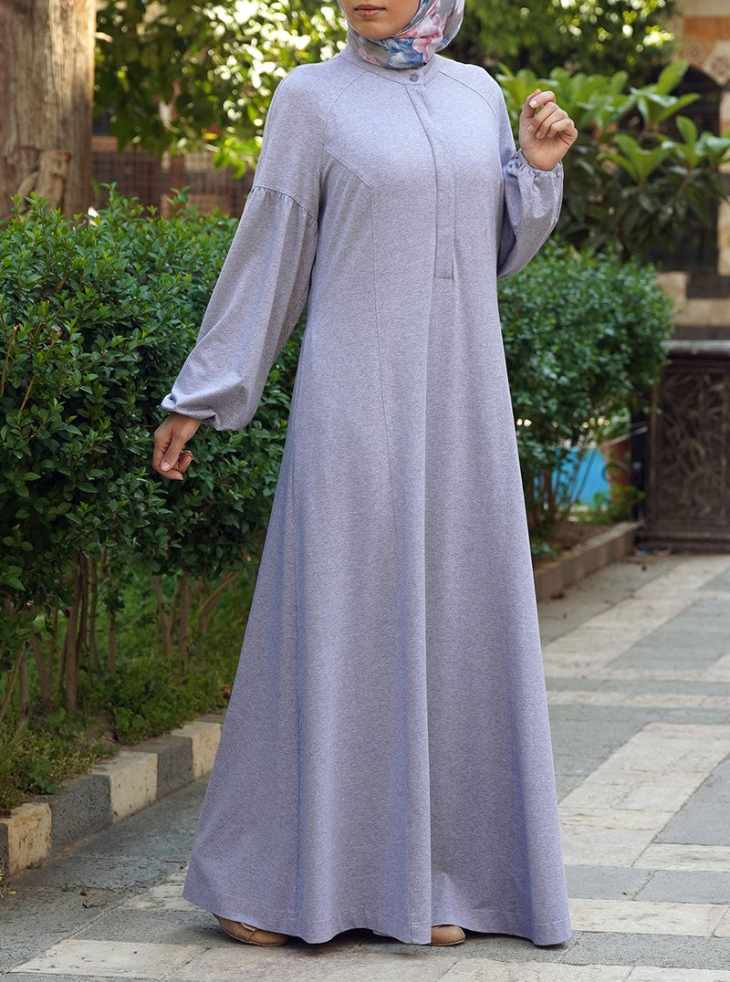 Gathered Sleeves Jersey Abaya