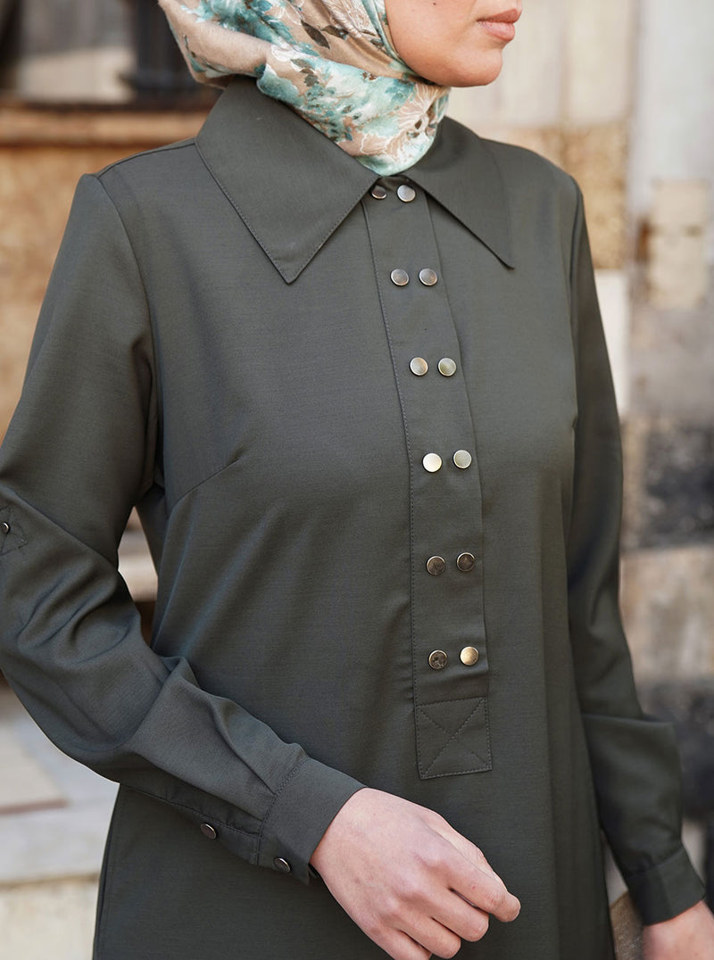 Paired Snap Button Maxi Dress