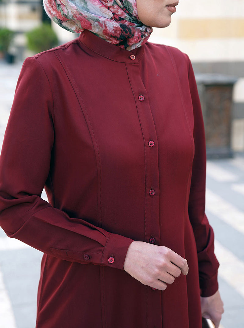 Front Slits Maxi Shirtdress