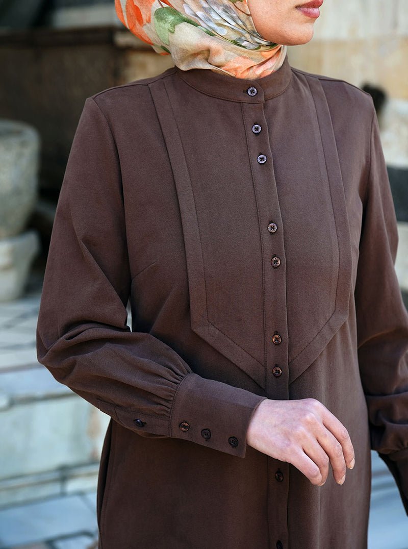 Cotton Jersey Long Buttoned Maxi Dress