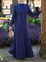 Cotton Jersey Long Buttoned Maxi Dress