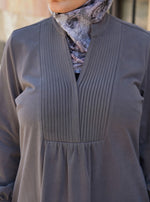 Cotton Jersey Maxi Dress with Pleats and Gathering