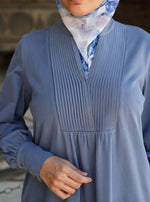 Cotton Jersey Maxi Dress with Pleats and Gathering