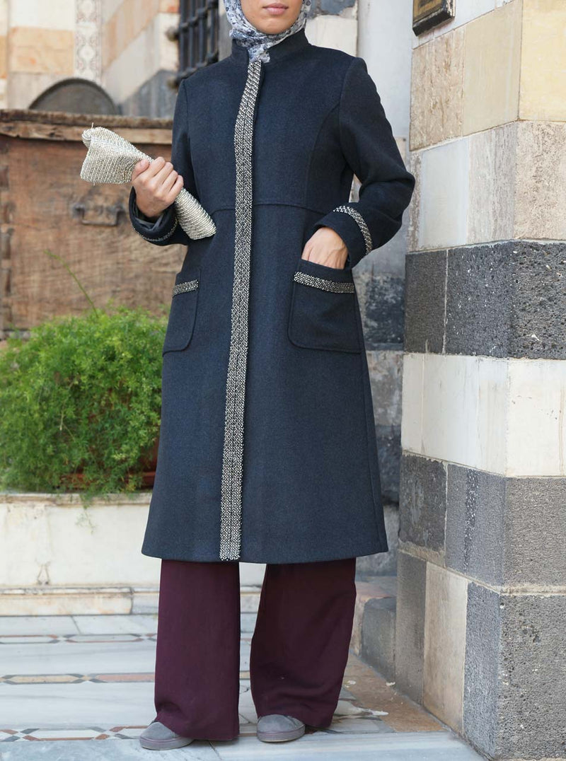 Wool Coat with Beadwork