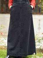 Corduroy A-Line Flared Maxi Skirt - Winter Collection - Women