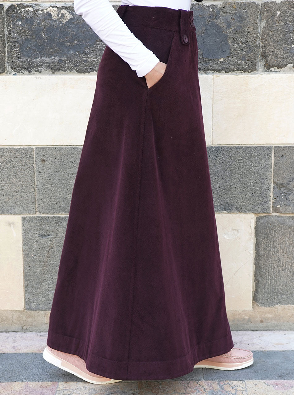 Corduroy A Line Maxi Skirt Shukr Clothing