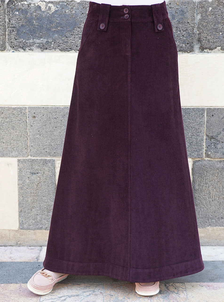 Corduroy A Line Maxi Skirt Shukr Clothing