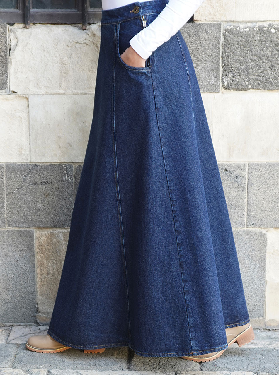 Marina Denim Maxi Skirt Shukr Clothing