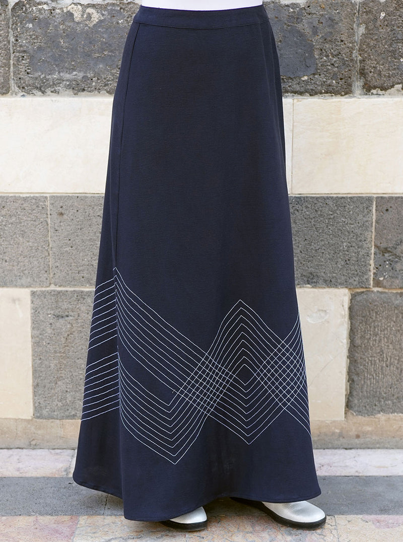 Decorative Stitching Maxi Skirt