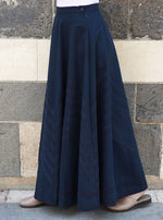 Lace Trim Flared Maxi Skirt
