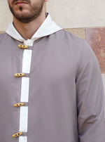 Contrast Hooded Jubba with Wooden Buttons
