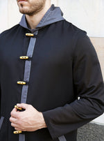 Contrast Hooded Jubba with Wooden Buttons
