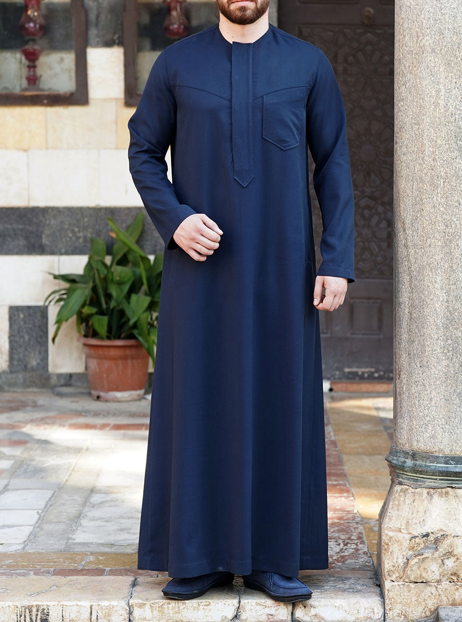 Topstitched Soft Fabric Thobe - Thobes - Men