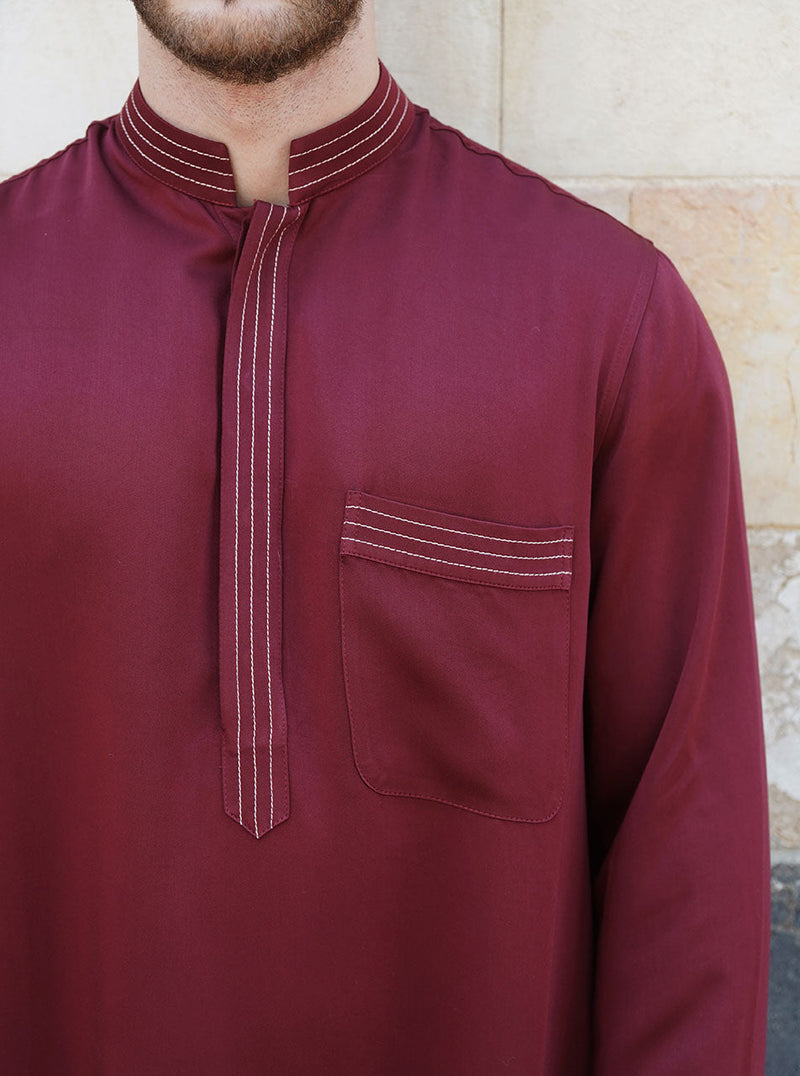 Topstitched Soft Fabric Thobe