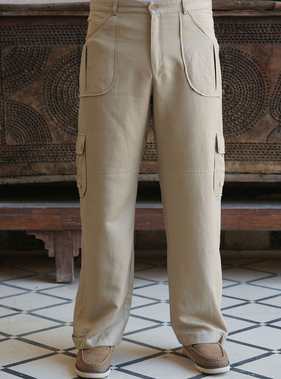 Cotton and linen cargo trousers, pxt | Max&Co.