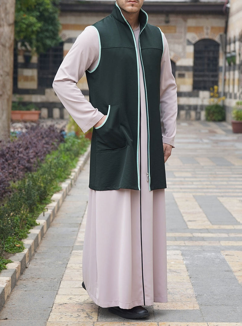 Contrast Trim Zipped Waistcoat