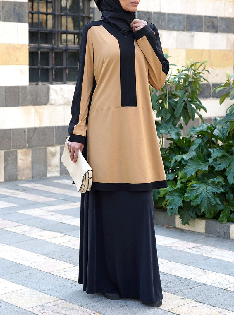 Black Contrast Jersey Tunic