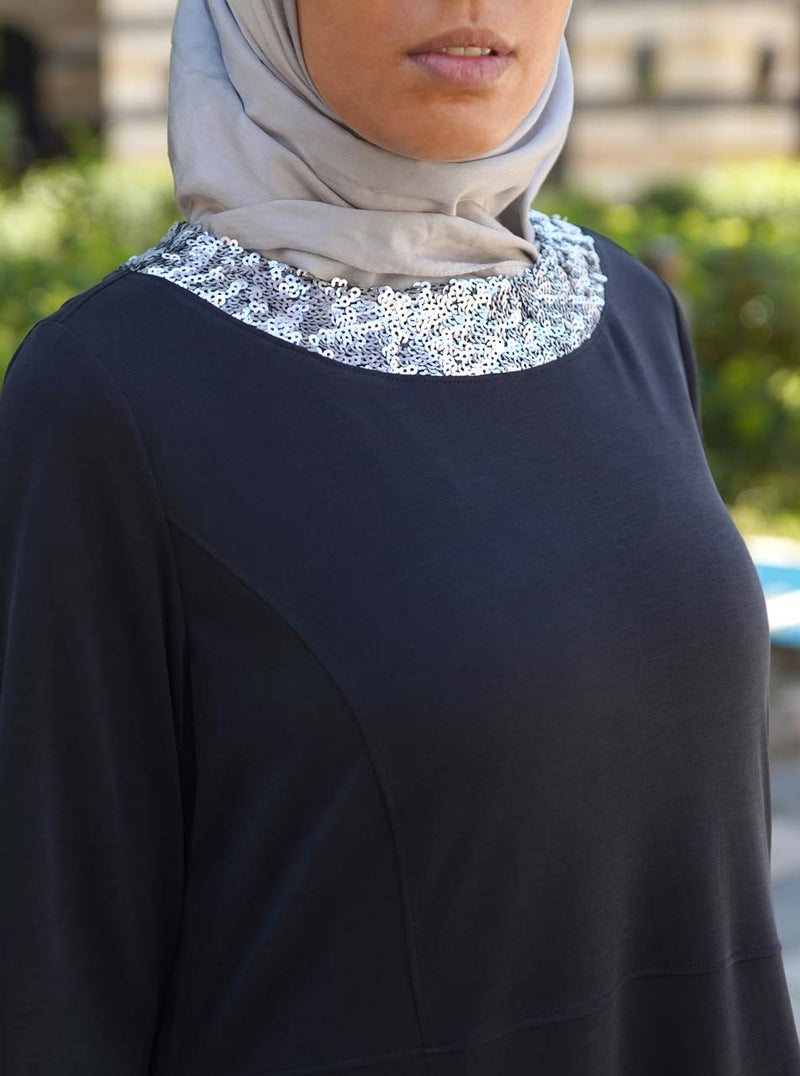 Sequin Collar Midi Dress