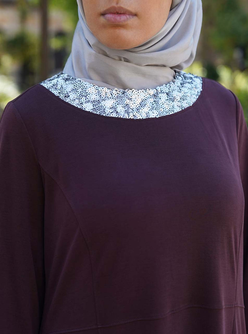 Sequin Collar Midi Dress