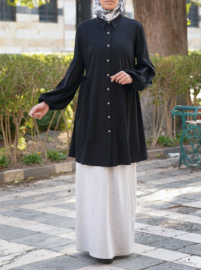 Flared Pleated Sleeves Tunic