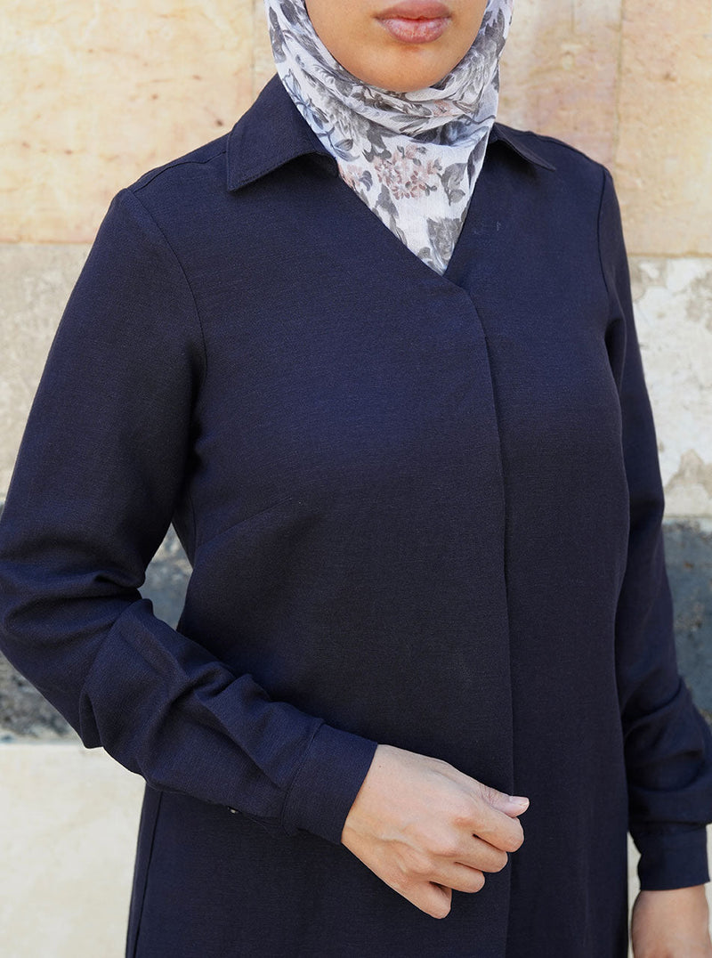 Linen Front Pleat Blouse