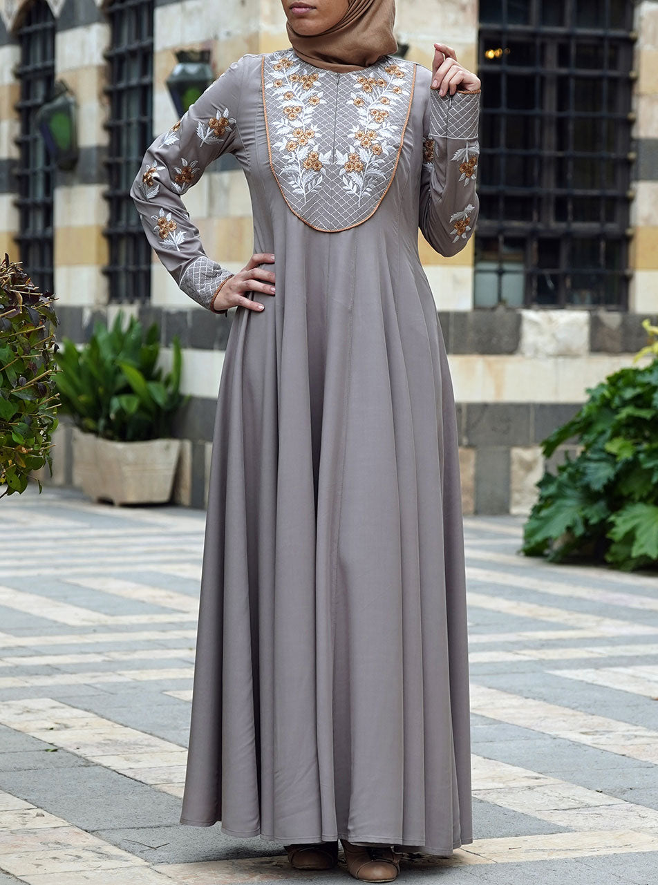 Turkish Style Gown Pattern Front Open Abaya With Belt, Cuff Sleeves, Front  Emboidery Work, Plated at Rs 950 | Ladies Gown in New Delhi | ID:  26902277191
