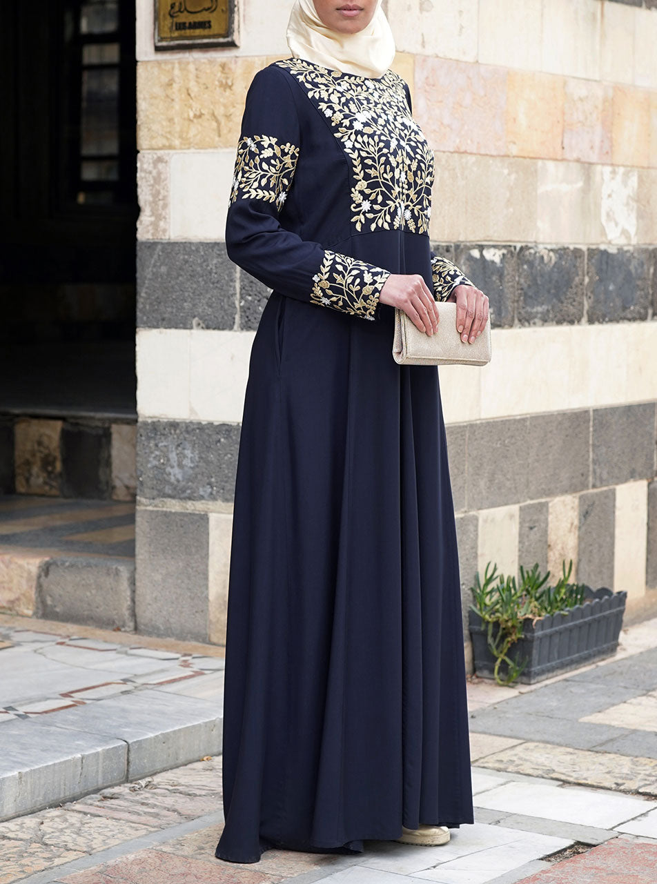 MODEST CITY Front Open Zip Nida Fabric Abaya or Burqa With Contrast  Stripes_00101 Art Silk Abaya With Hijab Price in India - Buy MODEST CITY  Front Open Zip Nida Fabric Abaya or