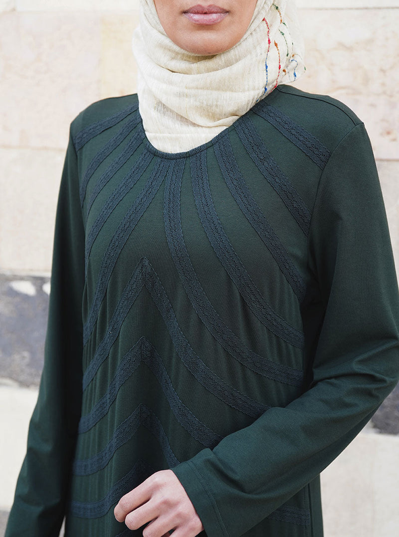 Curved Lace Jersey Abaya