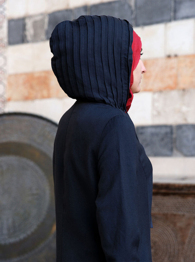 Pleated Hooded Maxi Dress