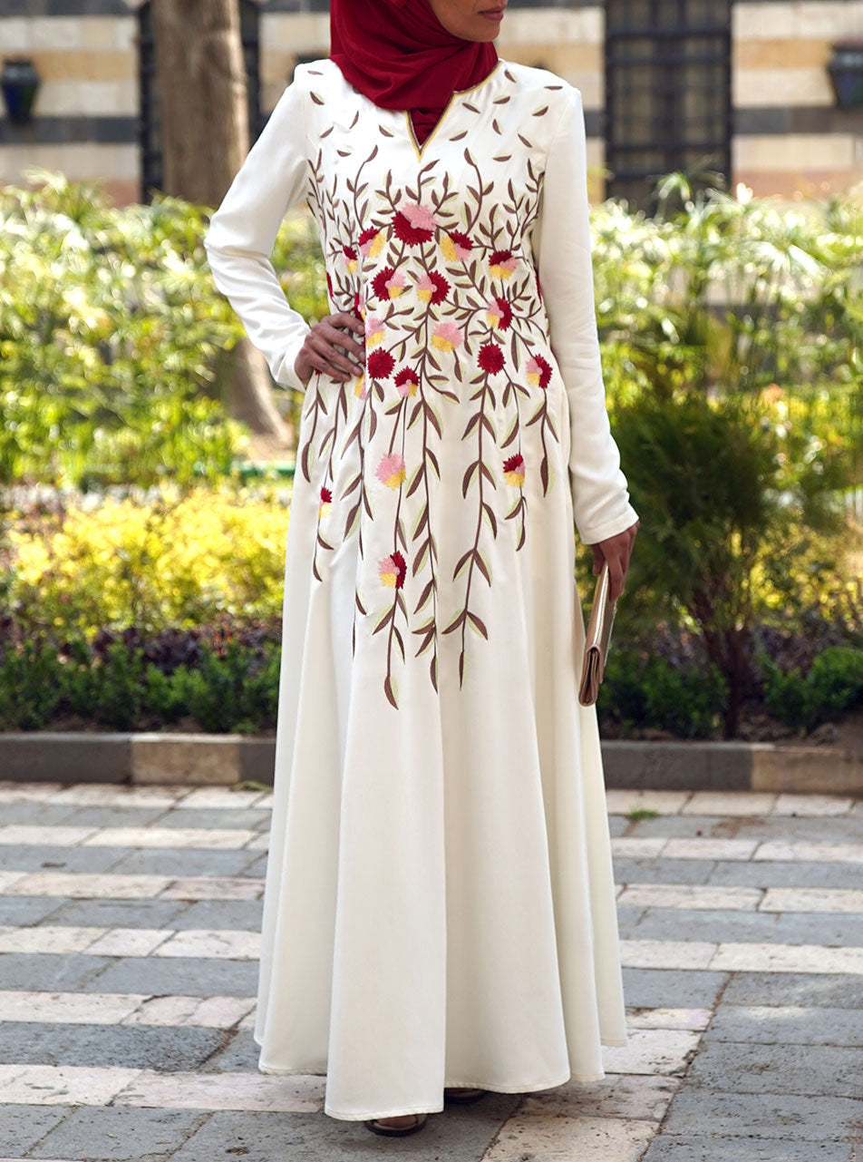 Bodice Embroidered Abaya Gown - Abaya Gowns - Women | Shukr Clothing Bodice Embroidered Abaya Gown - Abaya Gowns - Women | Shukr Clothing
