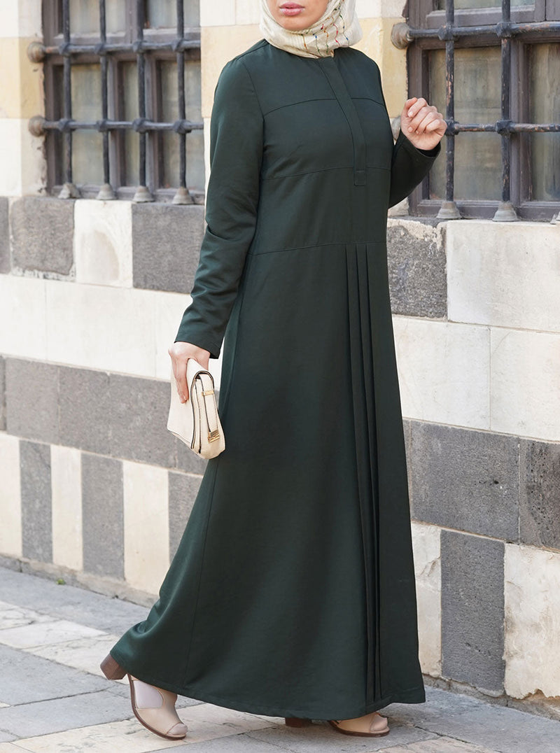 Paneled and Pleated Shirtdress