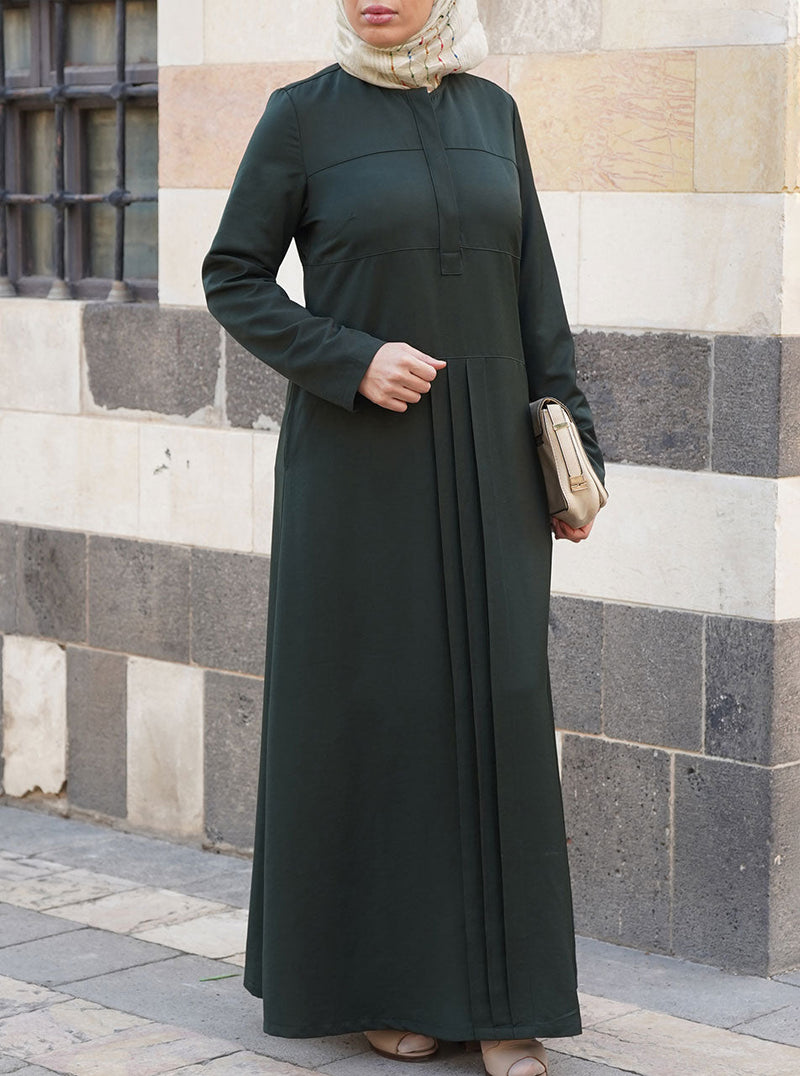 Paneled and Pleated Shirtdress