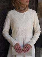 Lace Pleated Abaya Gown