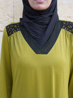 Dual Lace Trim Abaya