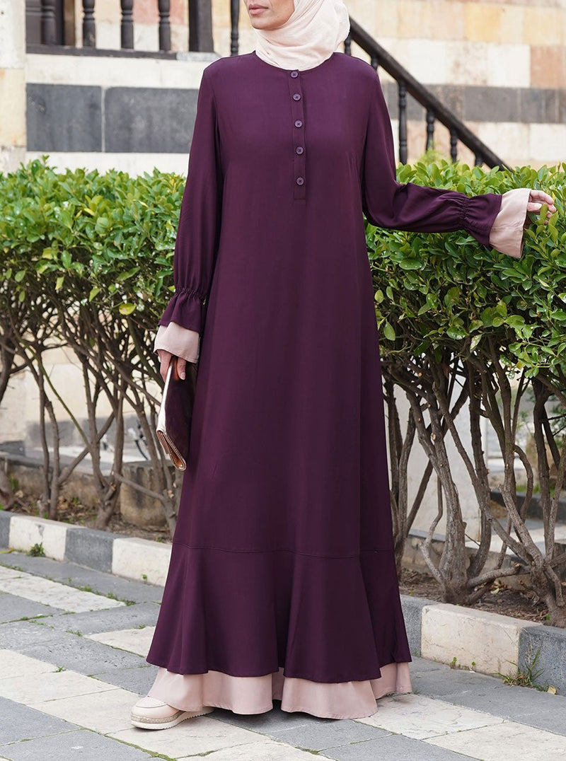 Contrast Hems Abaya