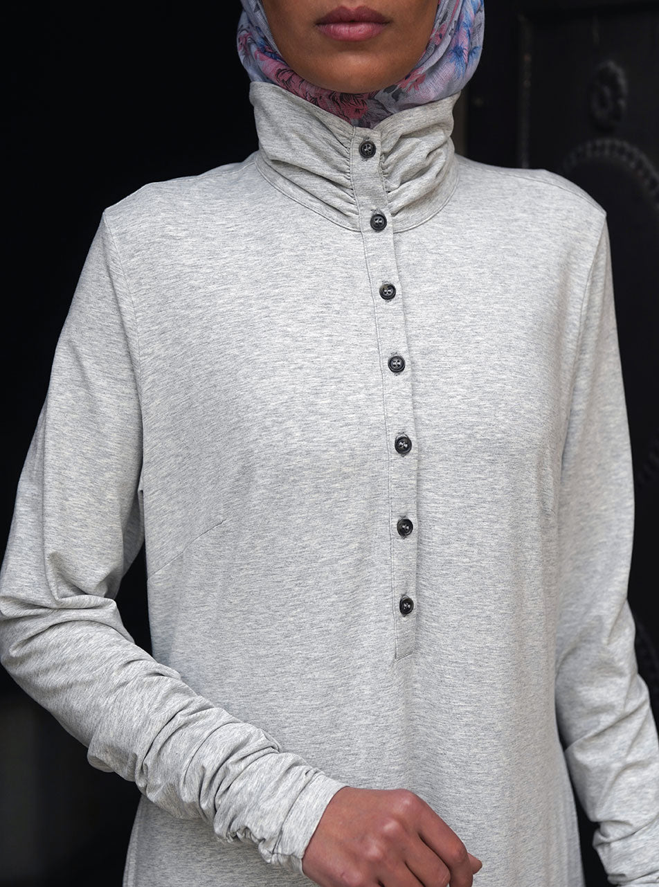 Ruched Collar and Sleeves Maxi Dress | Shukr Clothing