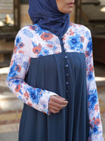 Printed Top Abaya with Pleats