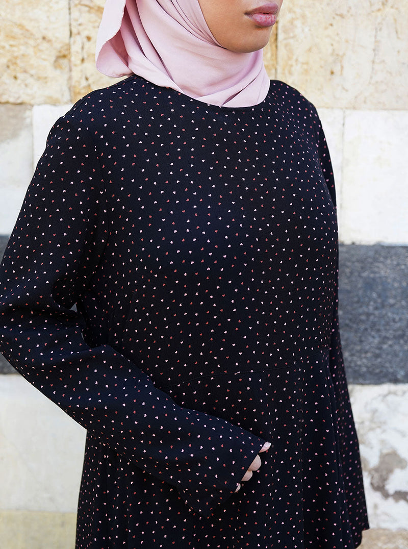 Printed Asymmetric Peplum Maxi Dress