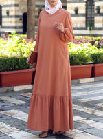 Ruffled Hem Rayon Abaya