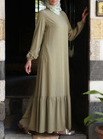 Ruffled Hem Rayon Abaya