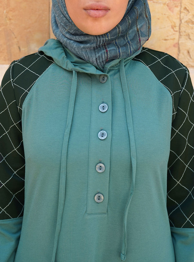 Dual Fabric Maxi Hoodie