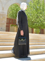 Pearl Buttoned Lace Abaya Gown