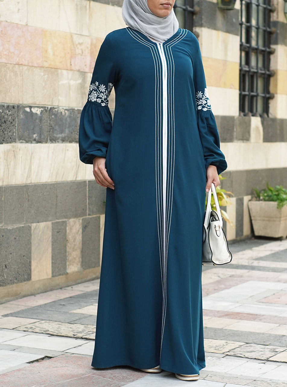 OLEMEK Kaftan Abayas for Women Muslim Maxi Dress Dubai One-Piece Loose Full  Cover Ethnic Eid Dress Elegant Belted Pleated Long Dress Army Green S at  Amazon Women's Clothing store