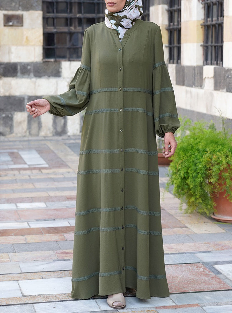 Multi-Lace Lines Abaya