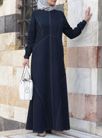 Contrast Stitched Paneled Abaya