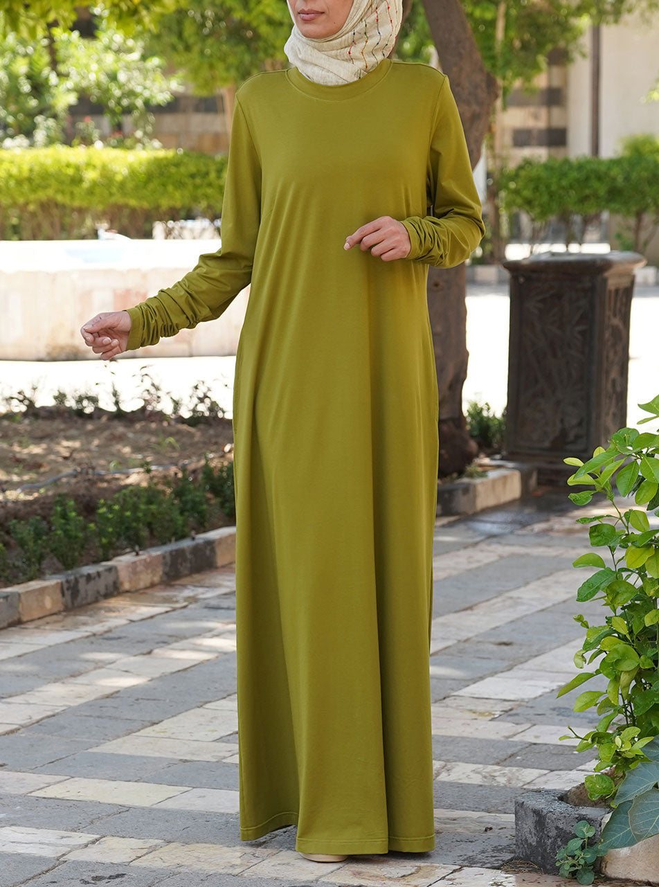 Gathered Sleeves Jersey Maxi Dress - Maxi Dresses - Women